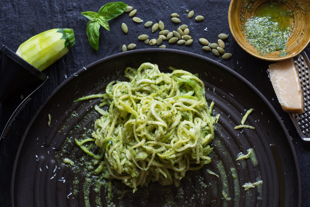 Zucchini Noodles with Homemade Pesto – Healthy Harvest